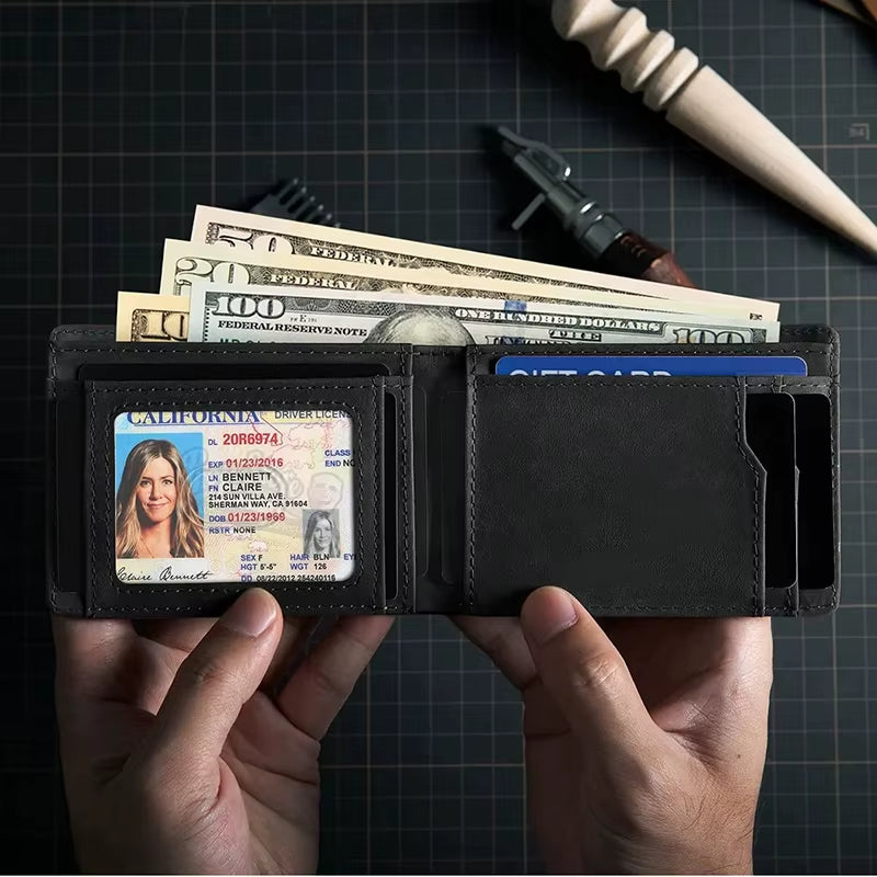 Men’s RFID AirTag Wallet – Slim Retro Card Holder & Apple AirTag