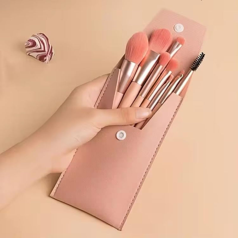 10 Sets Travel Makeup Brush Set Brushes Bag Face Make up Brushes Angled Blush Brush for Wedding Bridal Shower Favors Bachelorette Party Gift (Apricot Pink)
