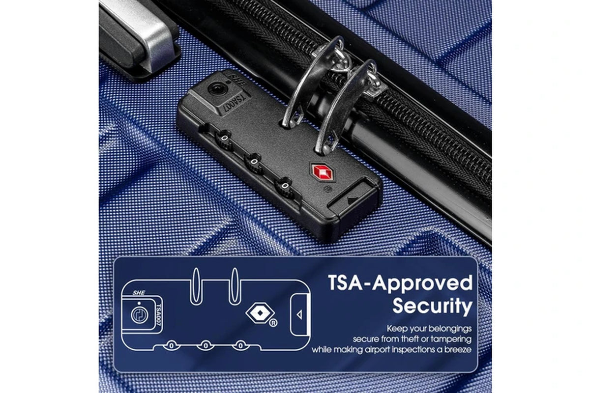 3 Piece Luggage Suitcase Set (Navy Blue)