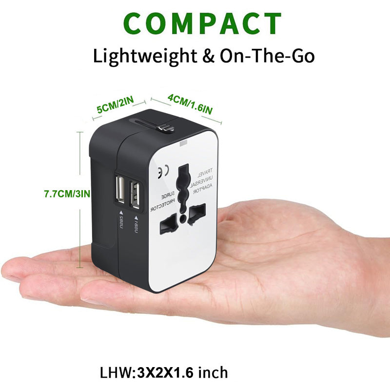 Travel Adapter, Worldwide All in One Universal Travel Adapter Wall Charger AC Power