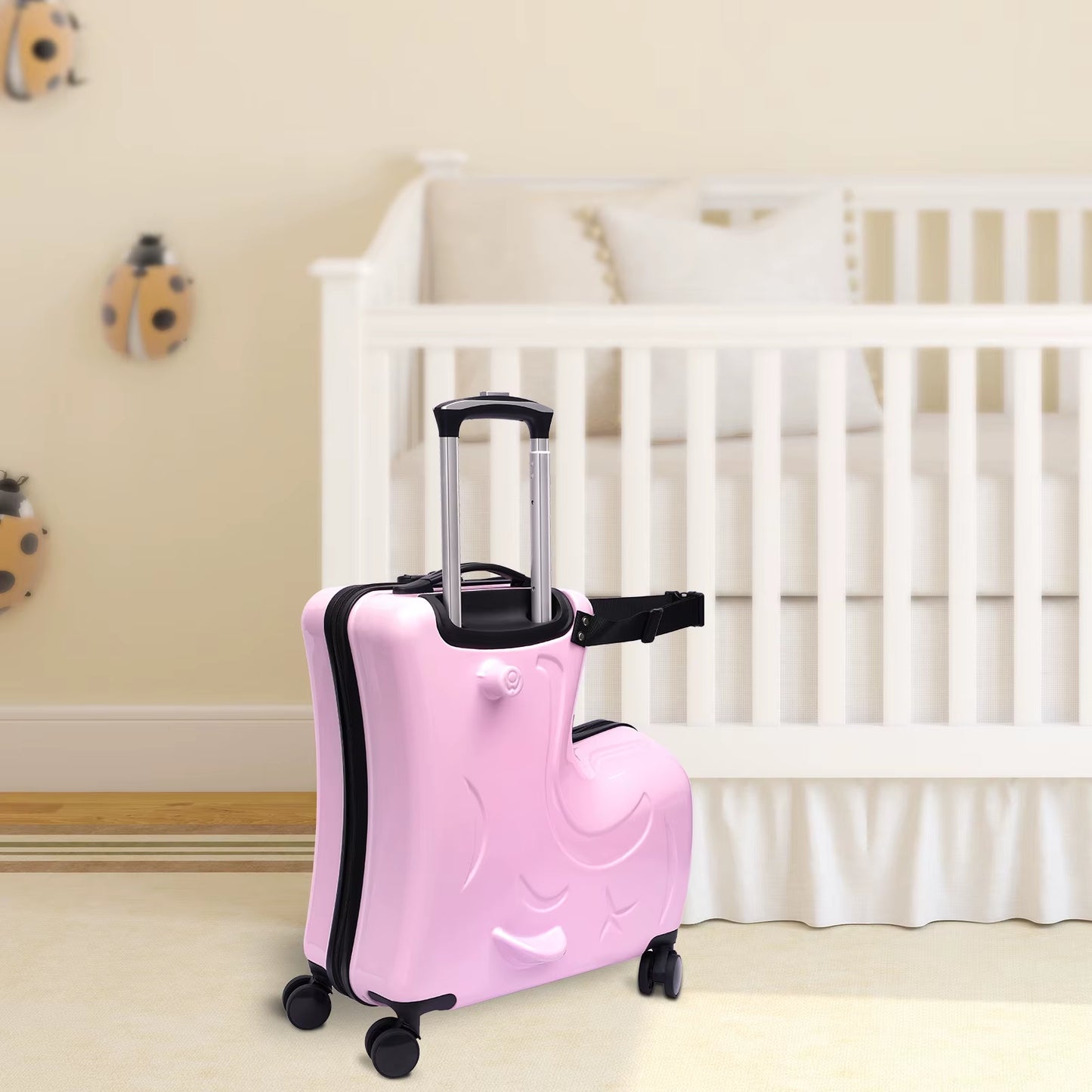 20” Kids Ride-On Spinner Suitcase – Waterproof Wheeled Trolley in Pink or Blue