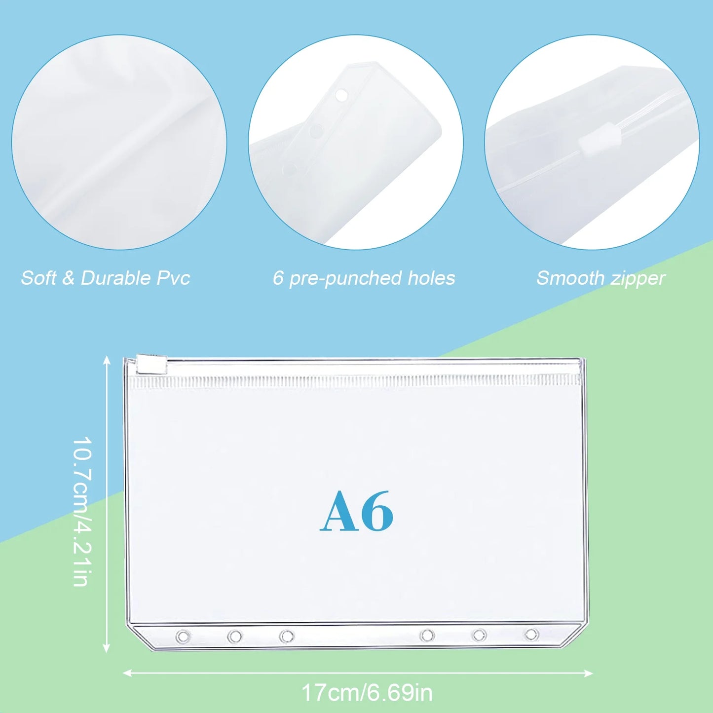A6 Notebook Binder, Budget Binder with Cash Envelopes for Budgeting, Refillable 6 Ring Money Saving Binder - Laser
