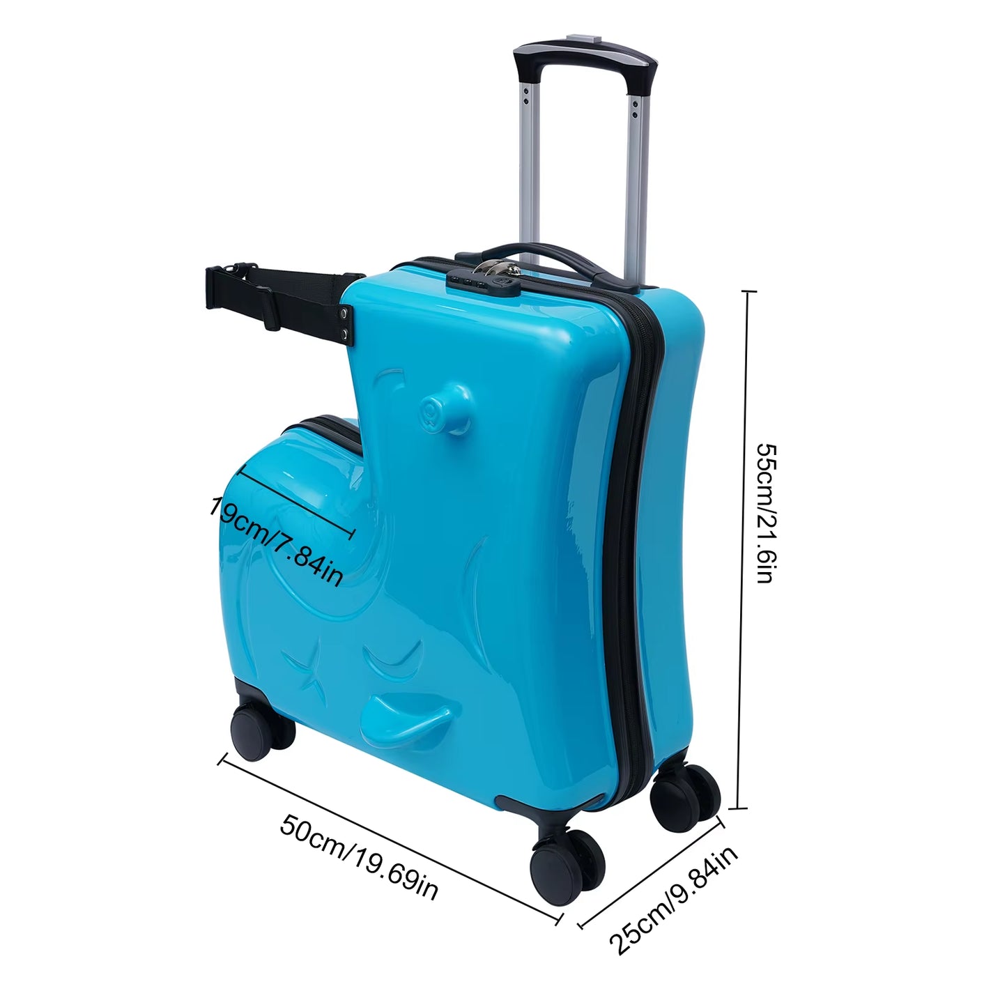 20” Kids Ride-On Spinner Suitcase – Waterproof Wheeled Trolley in Pink or Blue