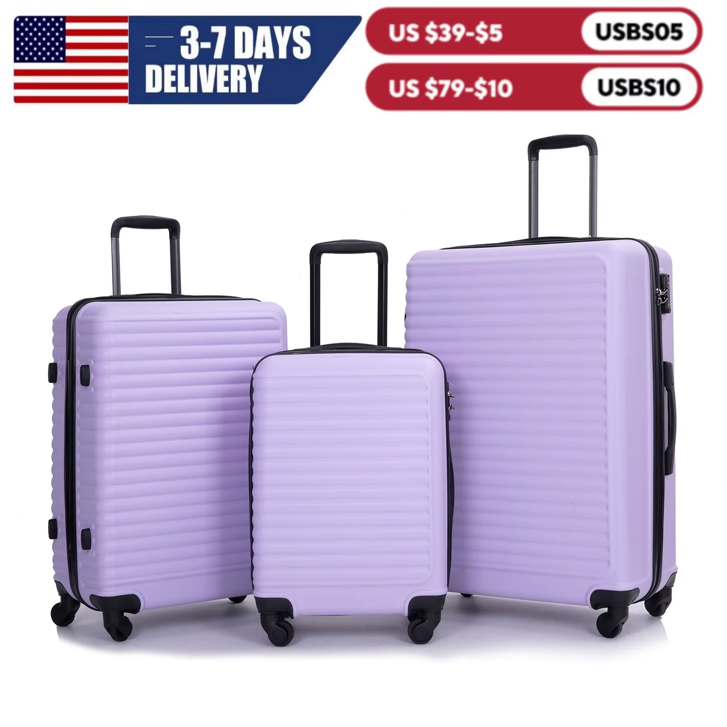 3-Piece Hardside Luggage Set – Lightweight Spinner Suitcases with TSA Lock 20”/24”/28” (Multiple Colors Available)