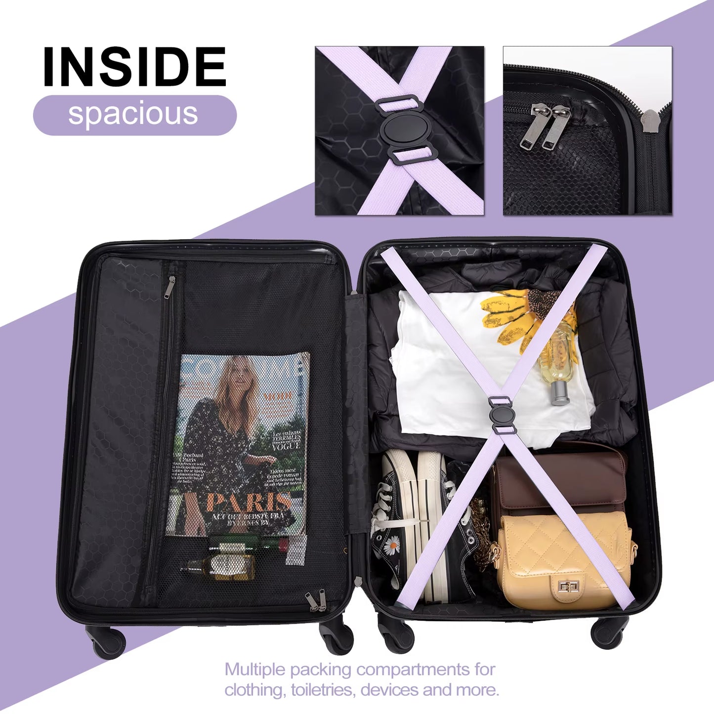 3-Piece Hardside Luggage Set – Lightweight Spinner Suitcases with TSA Lock 20”/24”/28” (Multiple Colors Available)