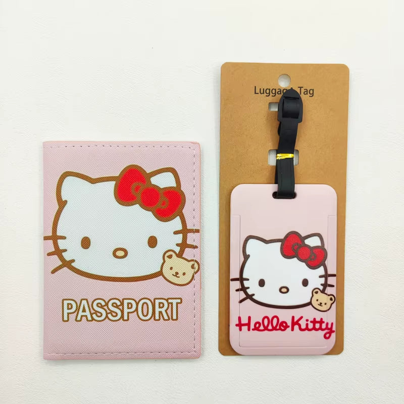 Hello Kitty Travel Set – Cute Passport Cover & Luggage Tag for Girls
