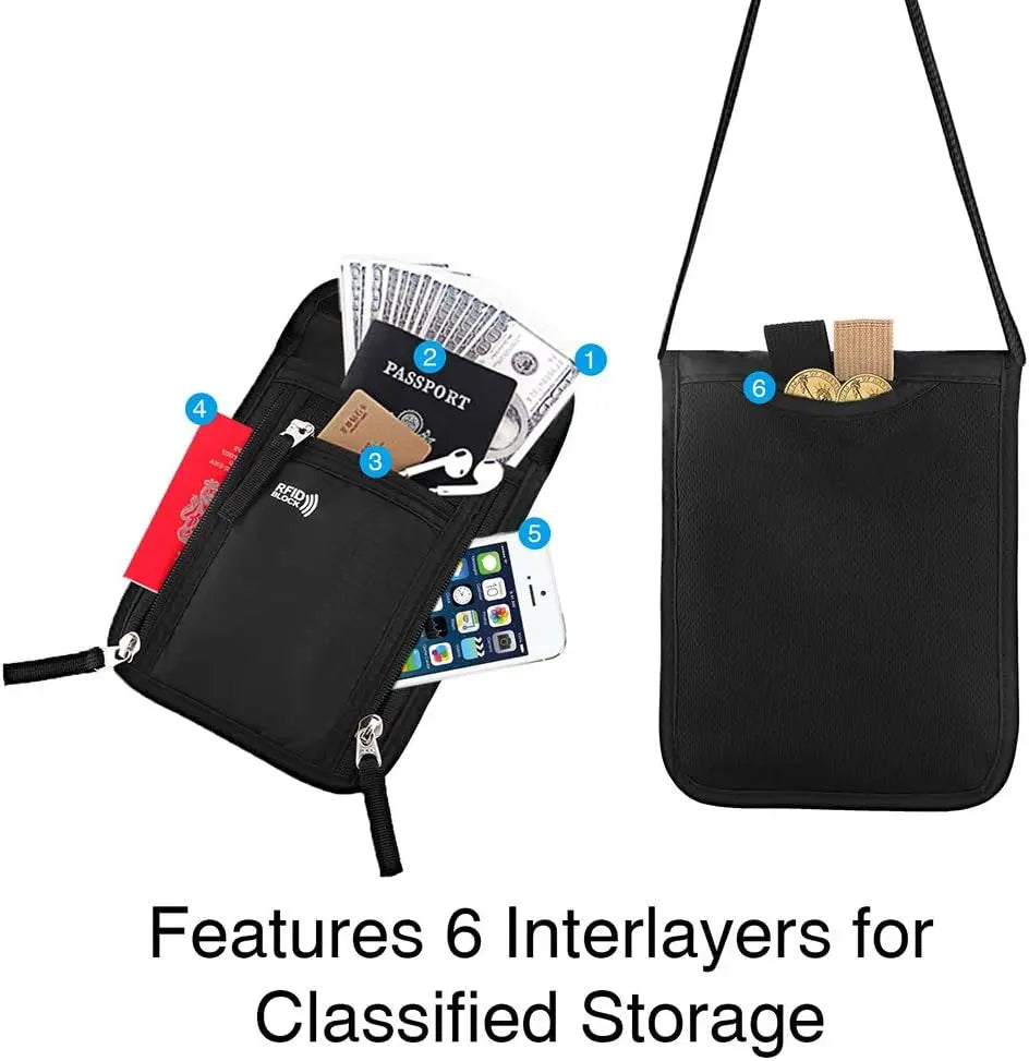 Travel Pouch Neck Wallet Family Passport Holder Organizer Case with RFID Blocking Passport Wallet Travel Wallet