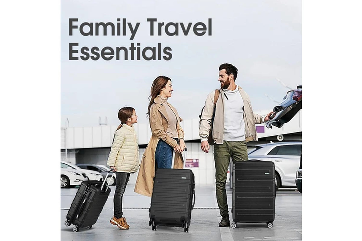 3 Piece Luggage Suitcase Set (Black)