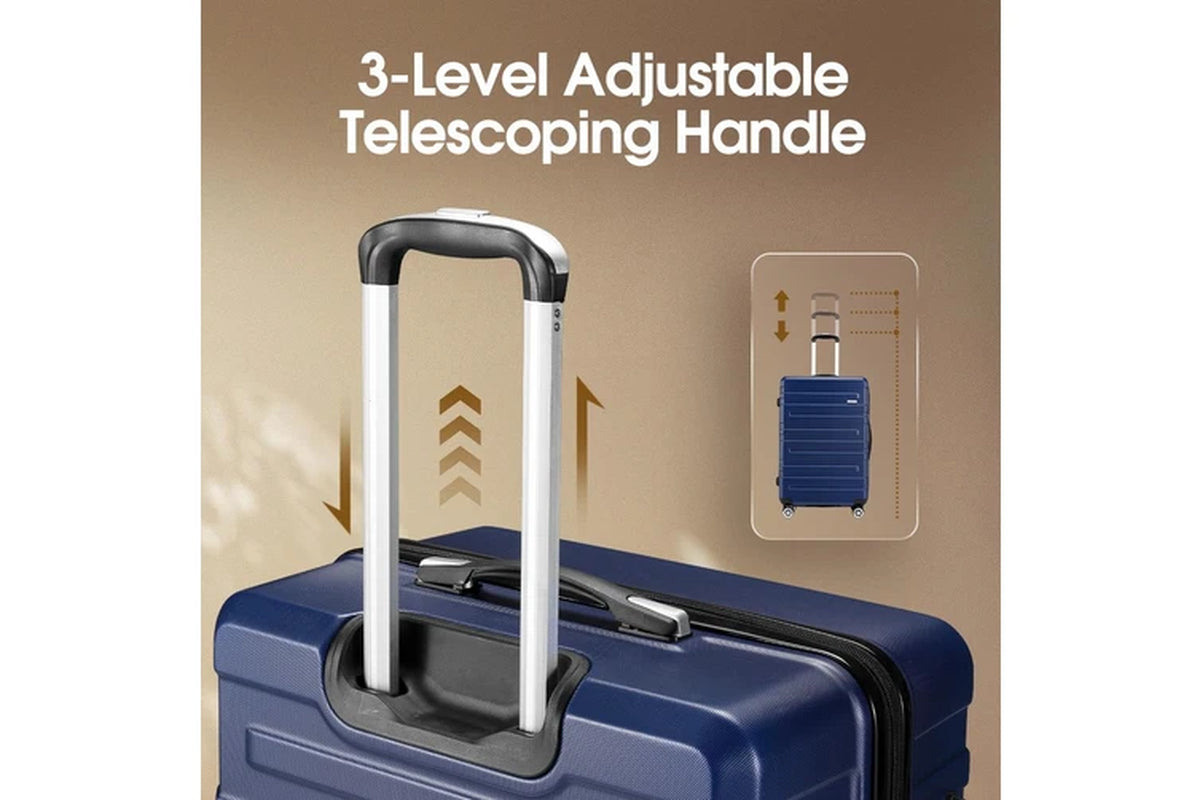3 Piece Luggage Suitcase Set (Navy Blue)