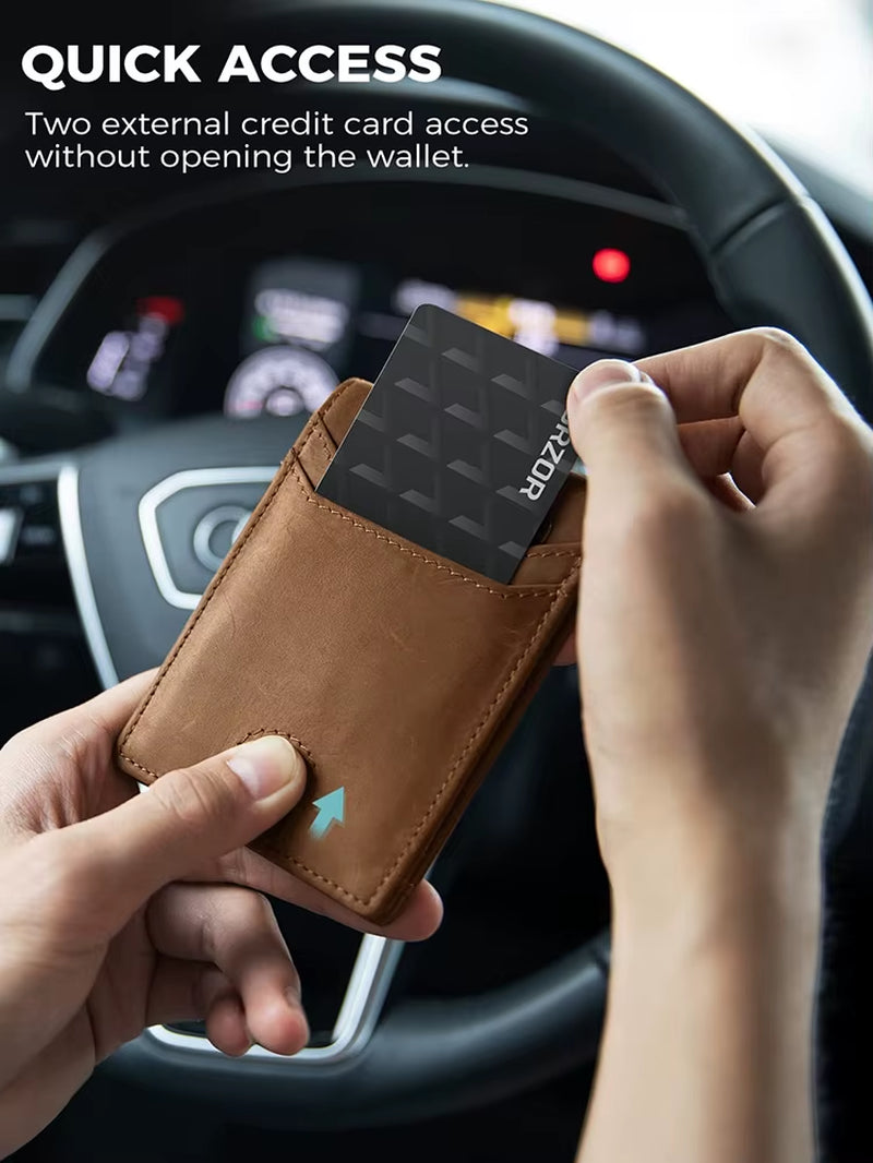 Men’s RFID AirTag Wallet – Slim Retro Card Holder & Apple AirTag