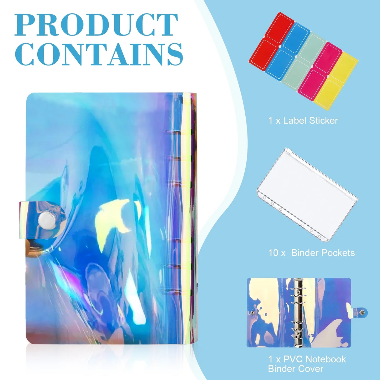 A6 Notebook Binder, Budget Binder with Cash Envelopes for Budgeting, Refillable 6 Ring Money Saving Binder - Laser