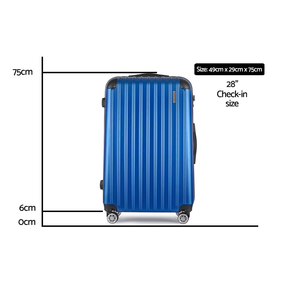 Wanderlite 28" Hard Shell Spinner Suitcase – TSA Lock, Carry-On Approved (Blue)