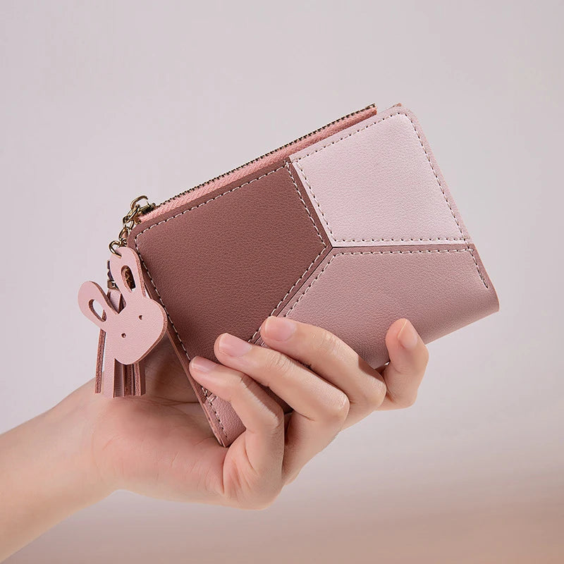 PU Leather Women’s Wallet – Foldable Card & Coin Holder for Travel