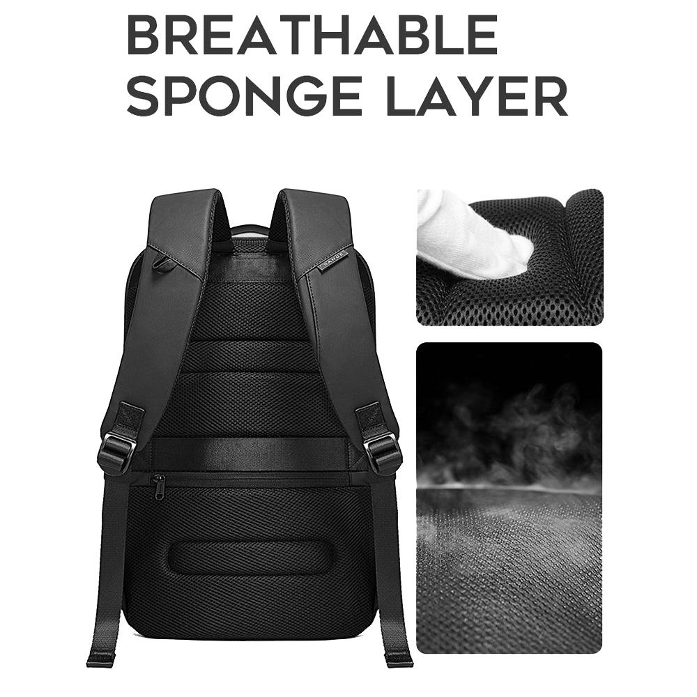 Waterproof Antitheft Men Backpack for 15.6 Laptop - Travel Ready - Black