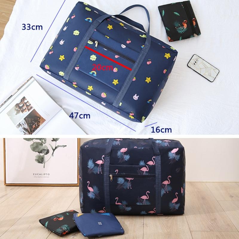 Waterproof Foldable Travel Bag - Compact & Durable - Black Flamingo