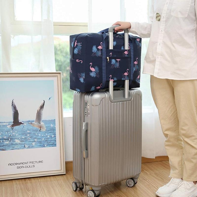 Waterproof Foldable Travel Bag - Compact & Durable - Black Flamingo