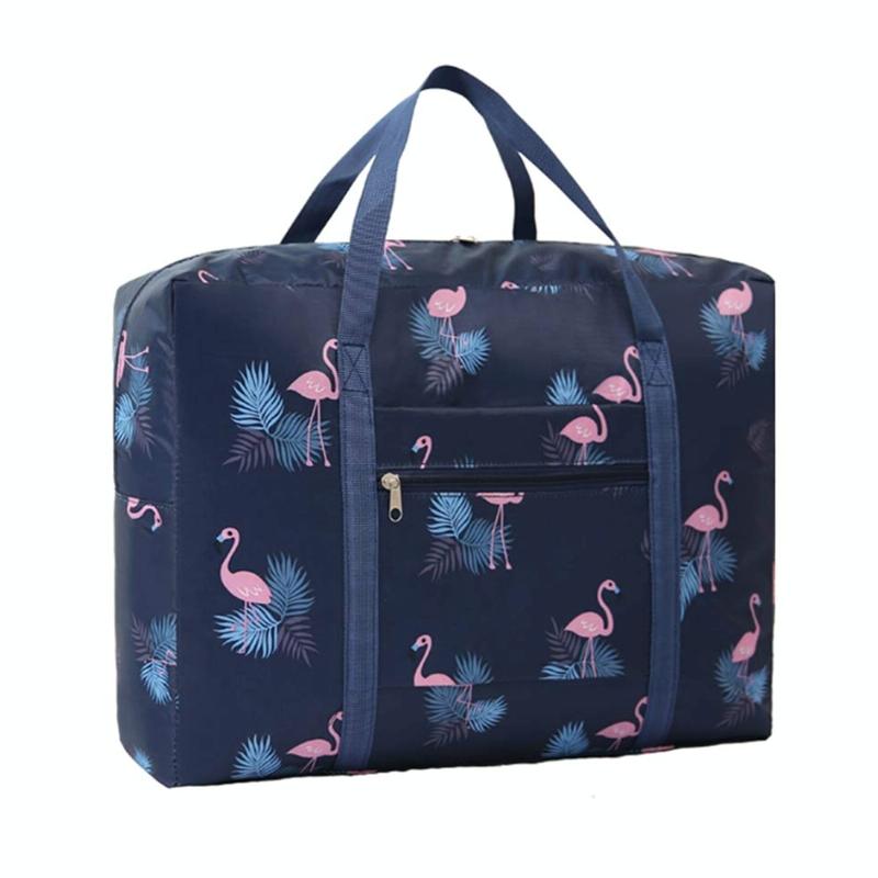 Waterproof Foldable Travel Bag - Compact & Durable - Black Flamingo