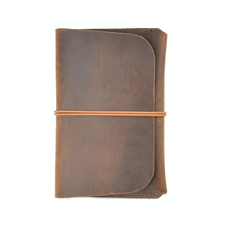 Retro Passport Wallet For Travel Crazy Horse Skin - Grey
