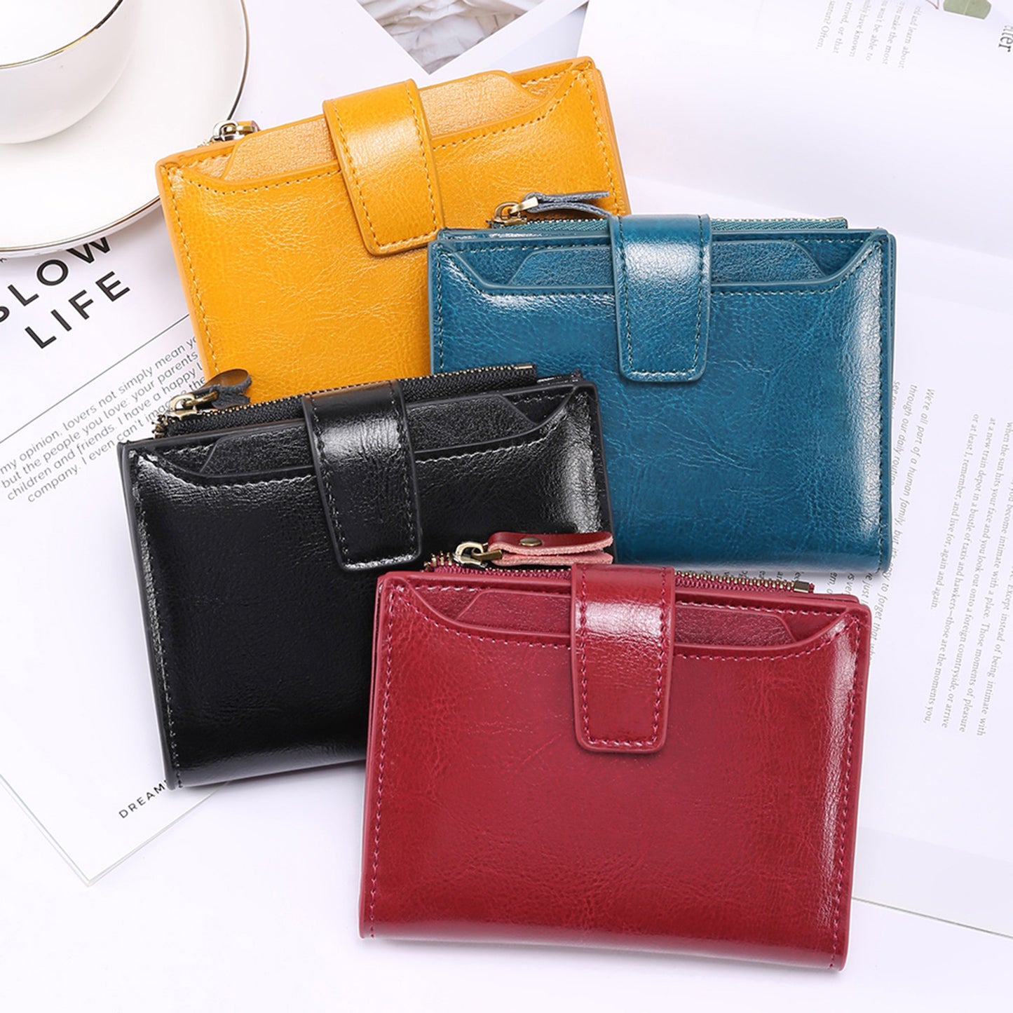 Yellow Premium Genuine Leather RFID Blocking Women's Wallet - Lightweight, Multi-Functional, and Stylish
