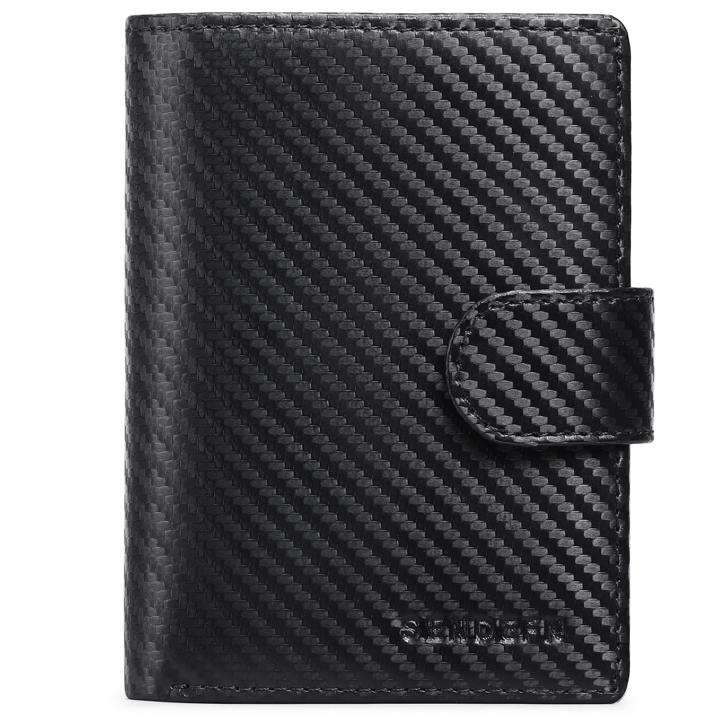 Black Plaid Men's Short Leather Wallet with RFID Protection - Genuine Cowhide Cardholder with Coin Pocket