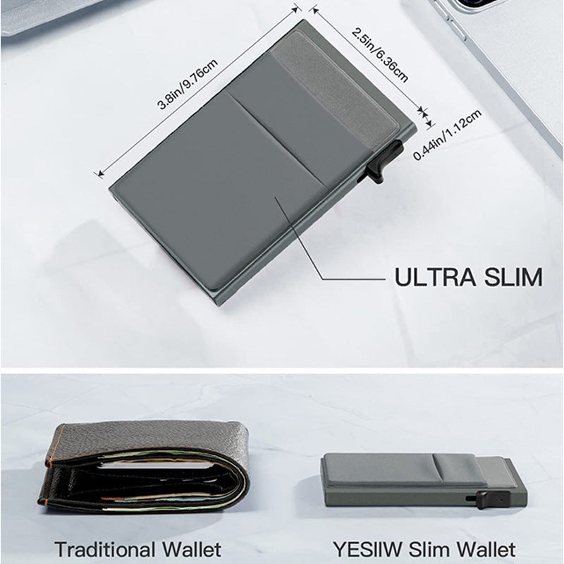 Ultra-Slim Pop-Up Card Holder Wallet with RFID Blocking(Blue + Blue Card Holder)