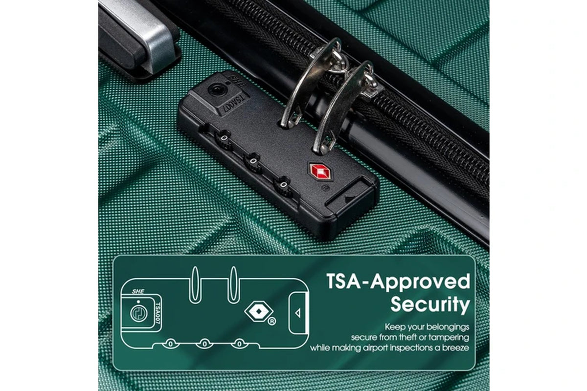 Travel Lust 3 Piece Luggage Suitcase Green
