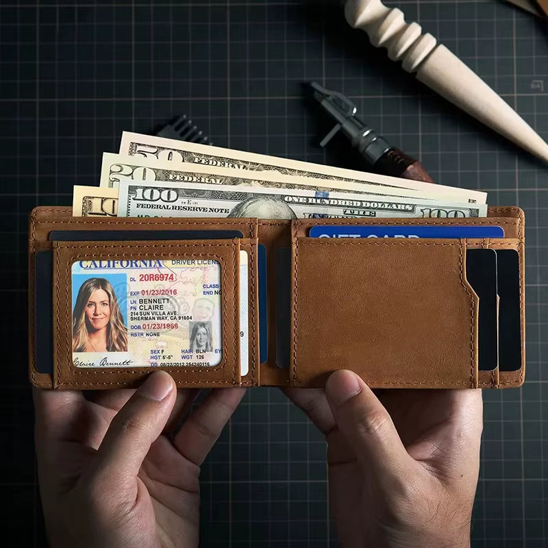 Men’s RFID AirTag Wallet – Slim Retro Card Holder & Apple AirTag