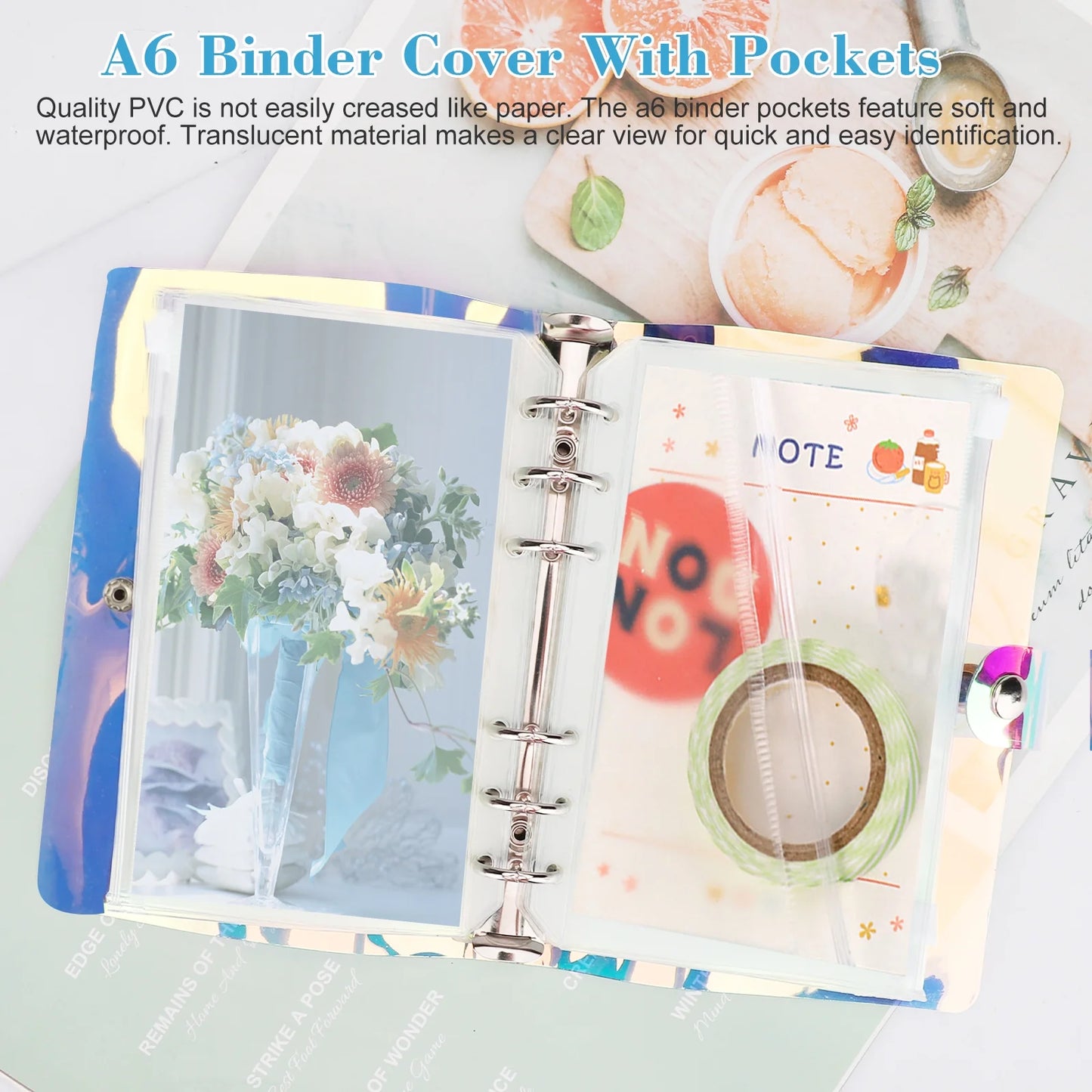A6 Notebook Binder, Budget Binder with Cash Envelopes for Budgeting, Refillable 6 Ring Money Saving Binder - Laser