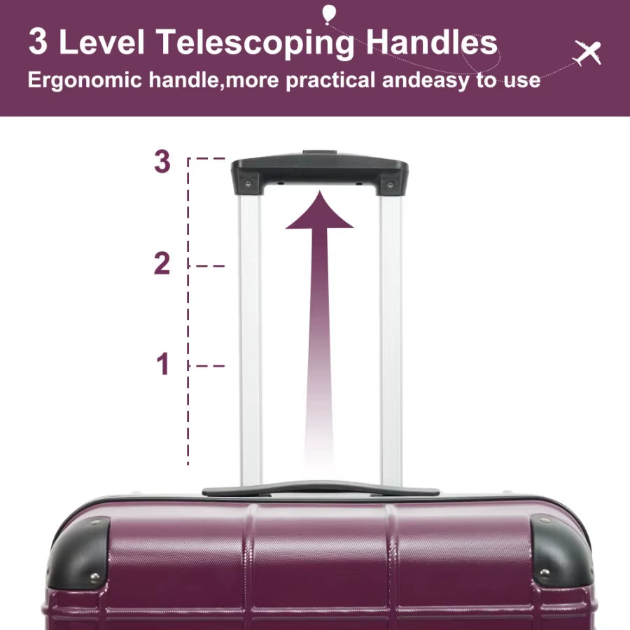 4-Piece Hardside Luggage Set – Lightweight ABS Suitcases with Spinner Wheels & TSA Lock