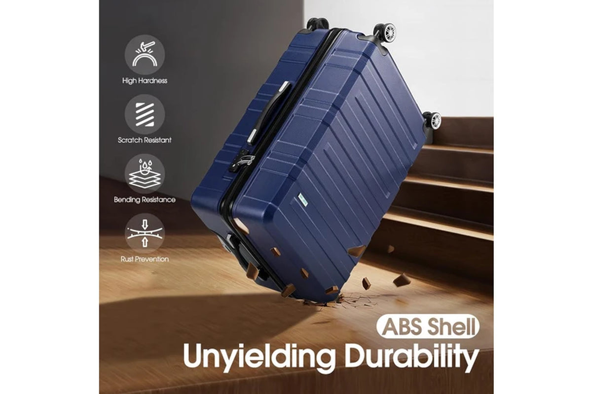 3 Piece Luggage Suitcase Set (Navy Blue)