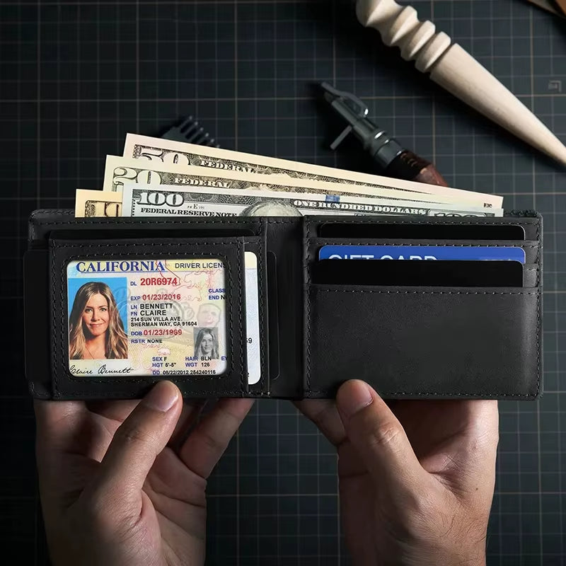 Men’s RFID AirTag Wallet – Slim Retro Card Holder & Apple AirTag