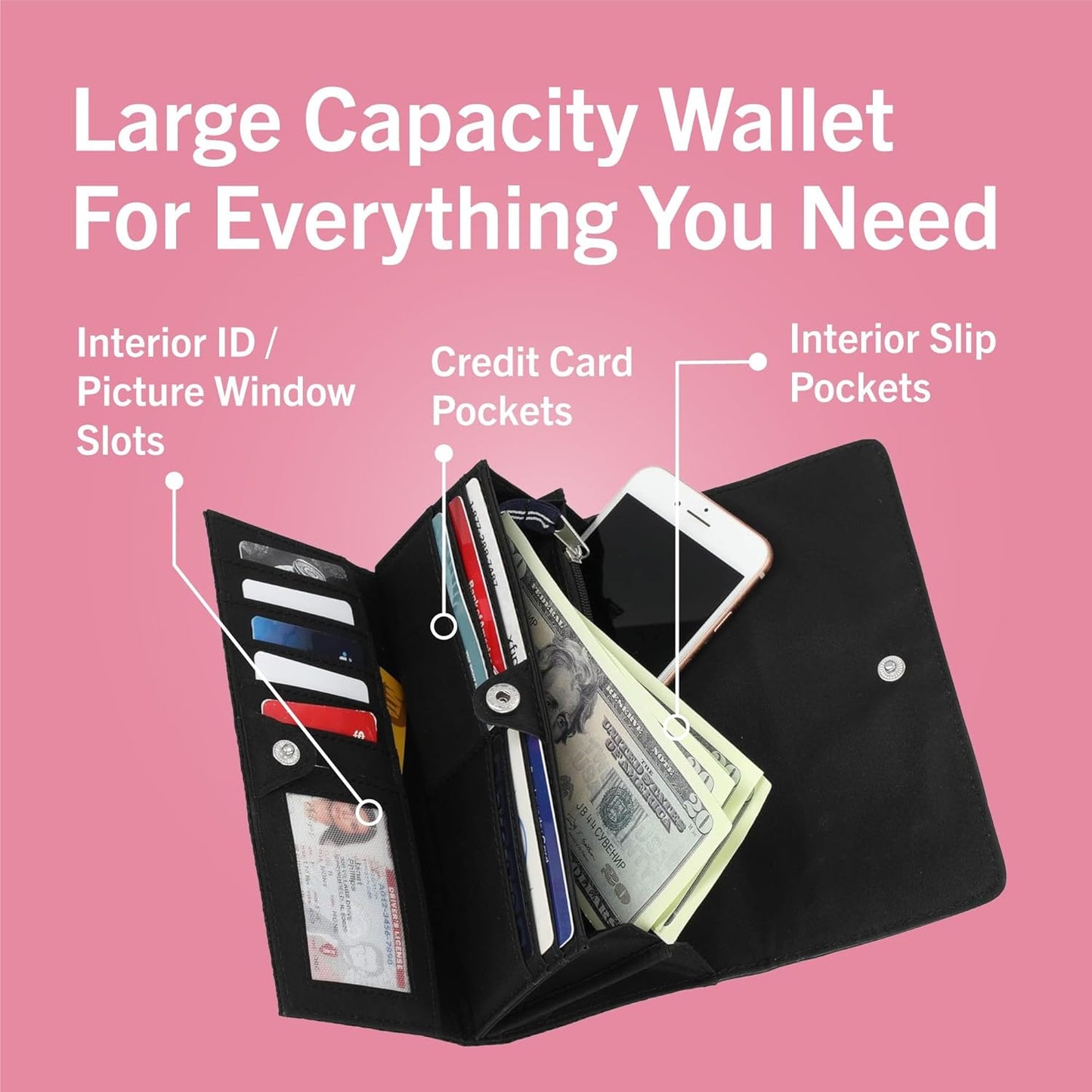 Womens the Perfect Carry All Money Manager Wallet Organizer with RFID Blocking Wallet