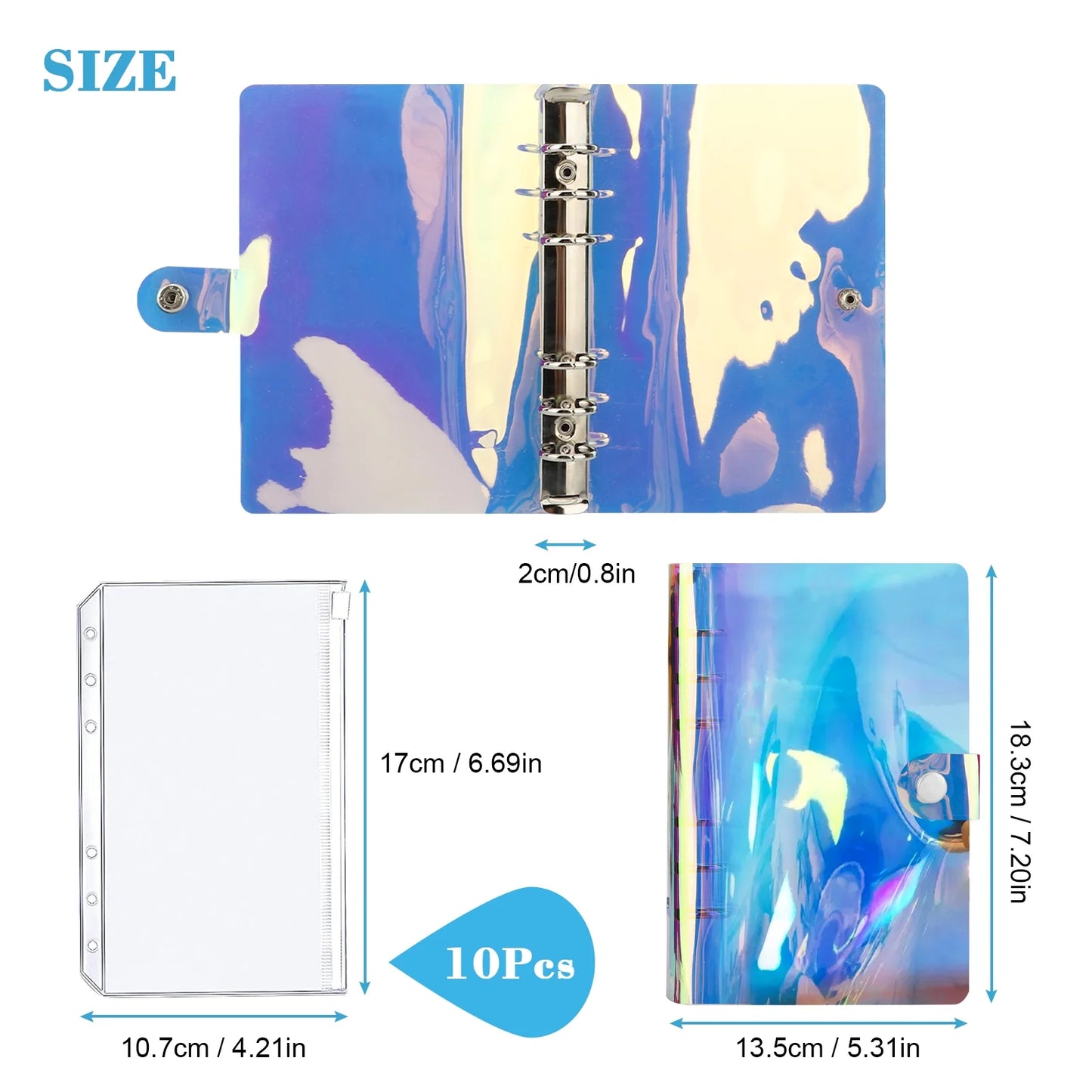 A6 Notebook Binder, Budget Binder with Cash Envelopes for Budgeting, Refillable 6 Ring Money Saving Binder - Laser