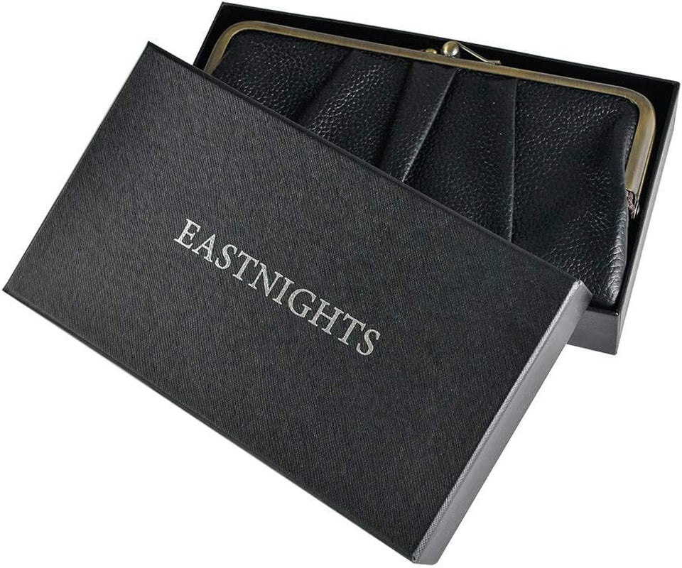 Soft Leather Wallets for Women Compact Bifold RFID Clutch Wallet Ladies Coin Purse with Zipper and Kiss Lock
