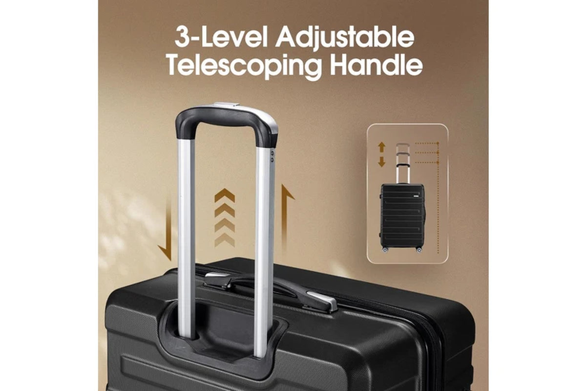3 Piece Luggage Suitcase Set (Black)