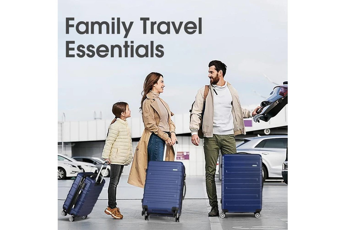 3 Piece Luggage Suitcase Set (Navy Blue)