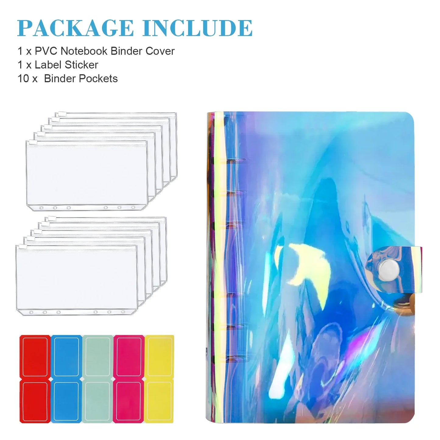 A6 Notebook Binder, Budget Binder with Cash Envelopes for Budgeting, Refillable 6 Ring Money Saving Binder - Laser
