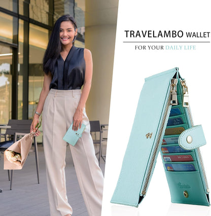 RFID Wallet Women Large Size Bifold Multi Card Wallet Case with Zipper Pocke Credit Card Holder for Women