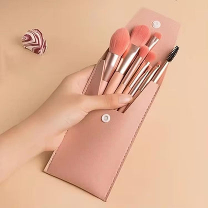 10 Sets Travel Makeup Brush Set Brushes Bag Face Make up Brushes Angled Blush Brush for Wedding Bridal Shower Favors Bachelorette Party Gift (Apricot Pink)