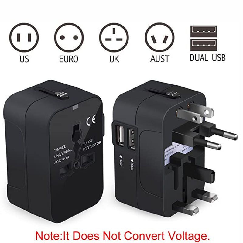 Travel Adapter, Worldwide All in One Universal Travel Adapter Wall Charger AC Power