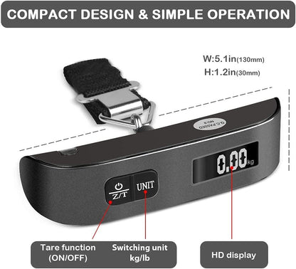 Luggage Weight Scale, Portable Digital Hanging Baggage Scale for Travel, Suitcase Weight Scale with Rubber Paint, 110 Pounds, Battery Included