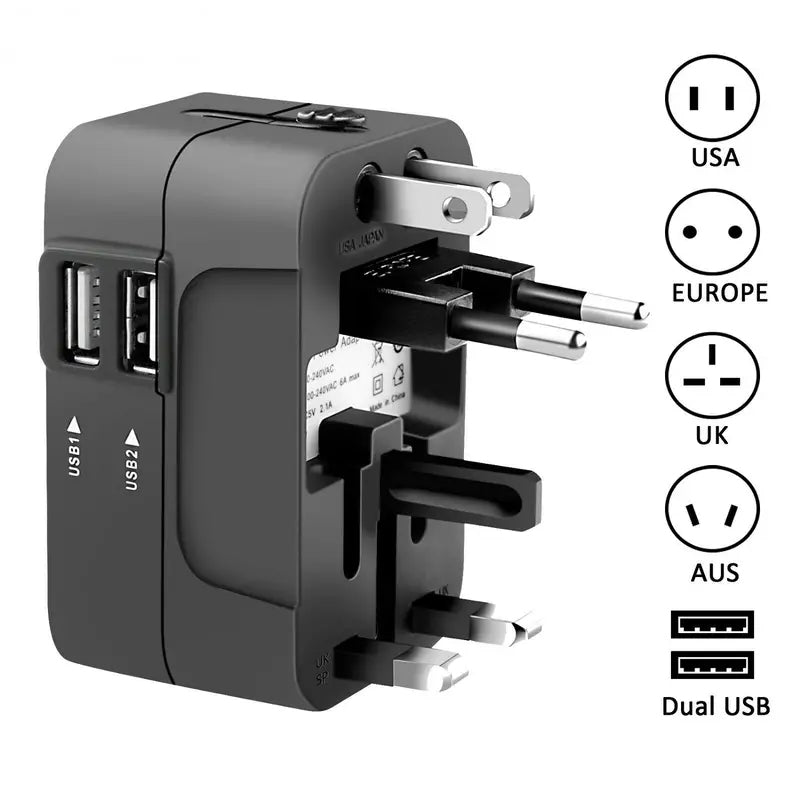 Travel Adapter, Worldwide All in One Universal Travel Adapter Wall Charger AC Power