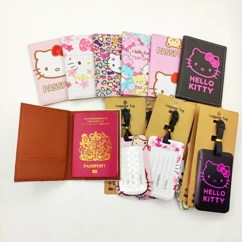 Hello Kitty Travel Set – Cute Passport Cover & Luggage Tag for Girls