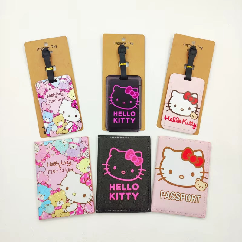 Hello Kitty Travel Set – Cute Passport Cover & Luggage Tag for Girls