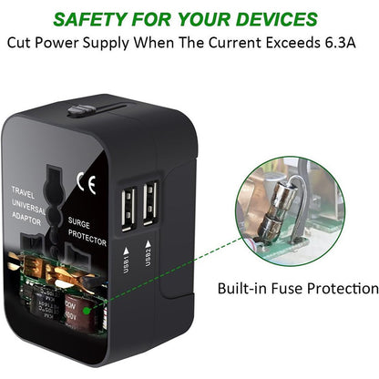 Travel Adapter, Worldwide All in One Universal Travel Adapter Wall Charger AC Power