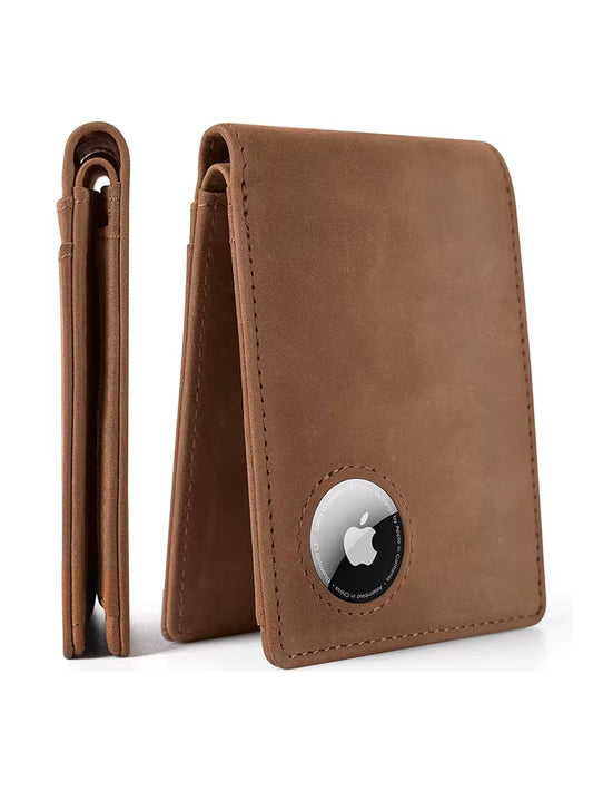 Men’s RFID AirTag Wallet – Slim Retro Card Holder & Apple AirTag
