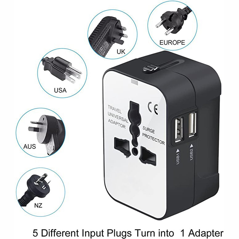 Travel Adapter, Worldwide All in One Universal Travel Adapter Wall Charger AC Power