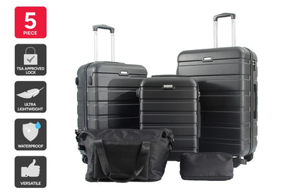 Travel Lust 5 Piece Luggage Set (Black)
