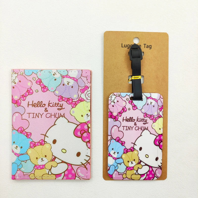 Hello Kitty Travel Set – Cute Passport Cover & Luggage Tag for Girls