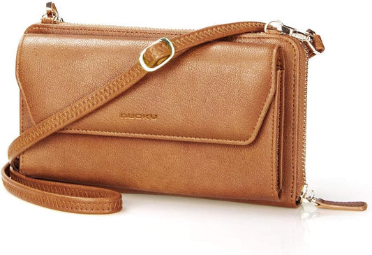 Womens RFID Wallet Purse Wristlet Crossbody Clutch with Zip around 2 Strap